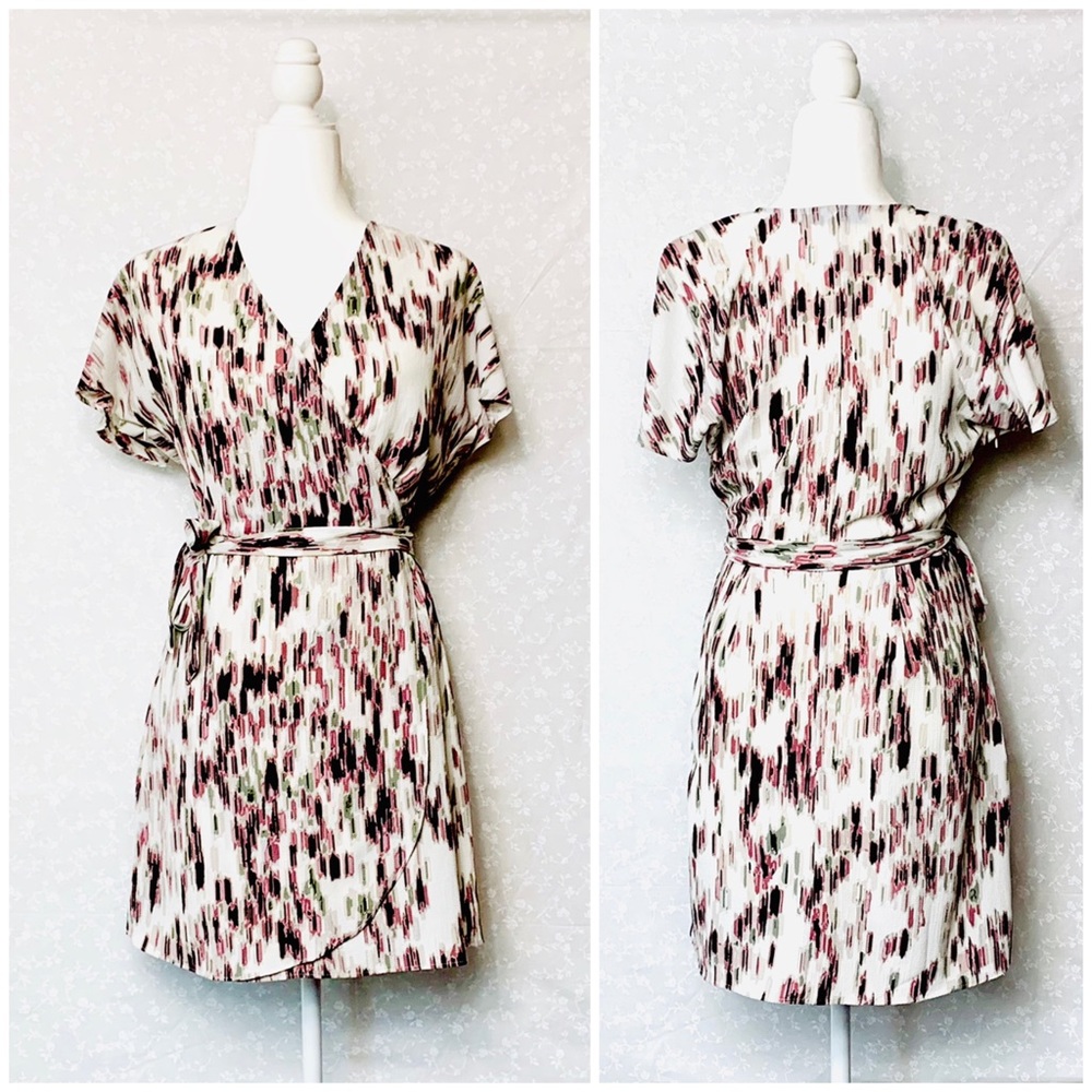 APT 9 Faux Wrap Lined Print Dress NWOT